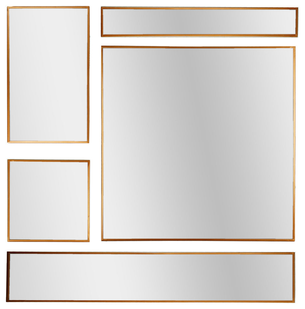Bronze Metal Framed 5 Piece Accent Mirror Variety Set