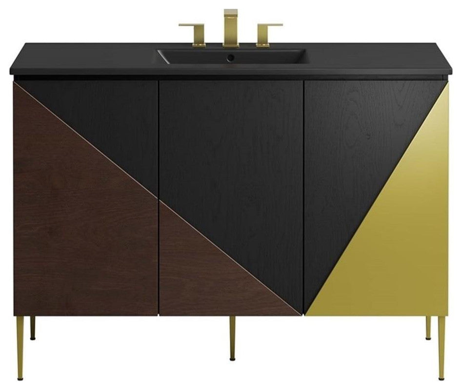 Modway Alchemist 48" Single Sink Modern Wood Bathroom Vanity in Black