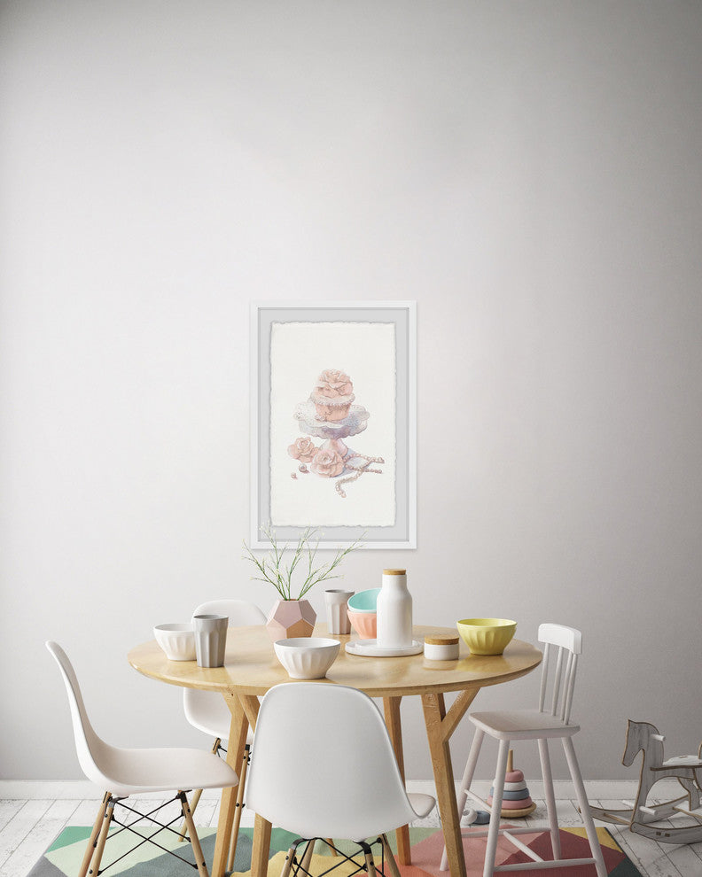 "Fancy Pink Cupcake" Framed Painting Print, 12"x18"