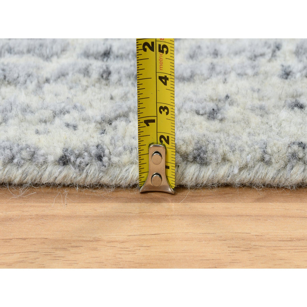 Gray, Wool And Plant Based Silk, Hand Loomed, Runner, Rug, 2'6" x 10'0"