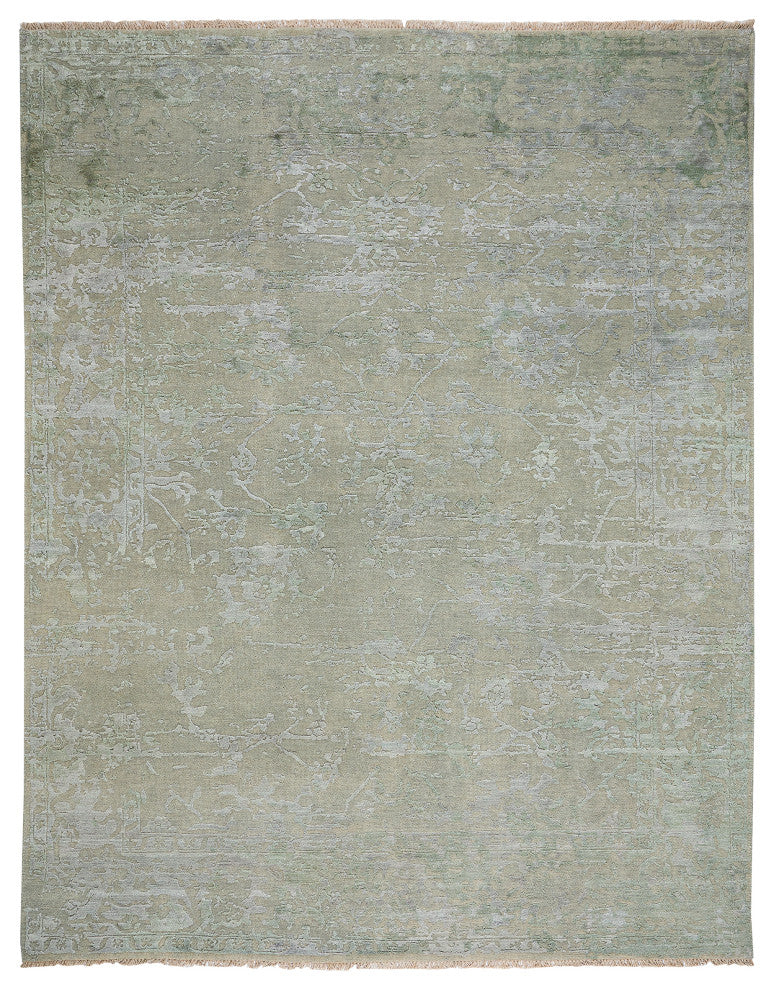 Jain Hand Knotted Area Rug, Celery, 10'x14'