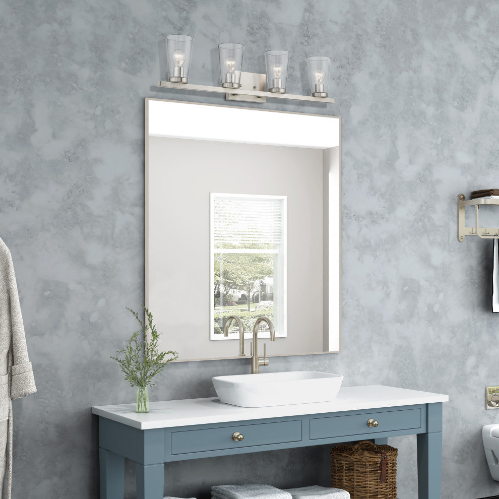 Cityview 4 Light Brushed Nickel Large Vanity Sconce