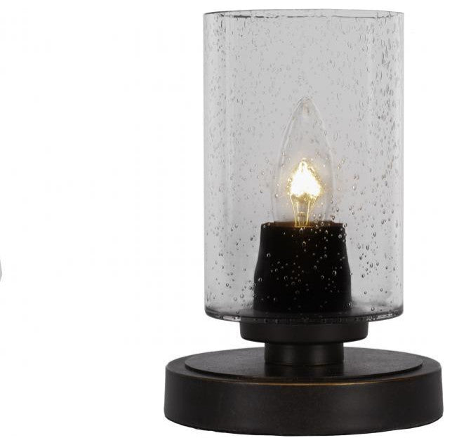 Luna 1-Light Table Lamp, Dark Granite/Clear Bubble