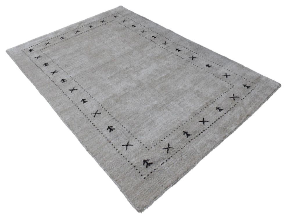HAND KNOTTED LOOM SILK ECO-FRIENDLY AREA RUG-8'x10',Rectangle,Beige,Contemporary