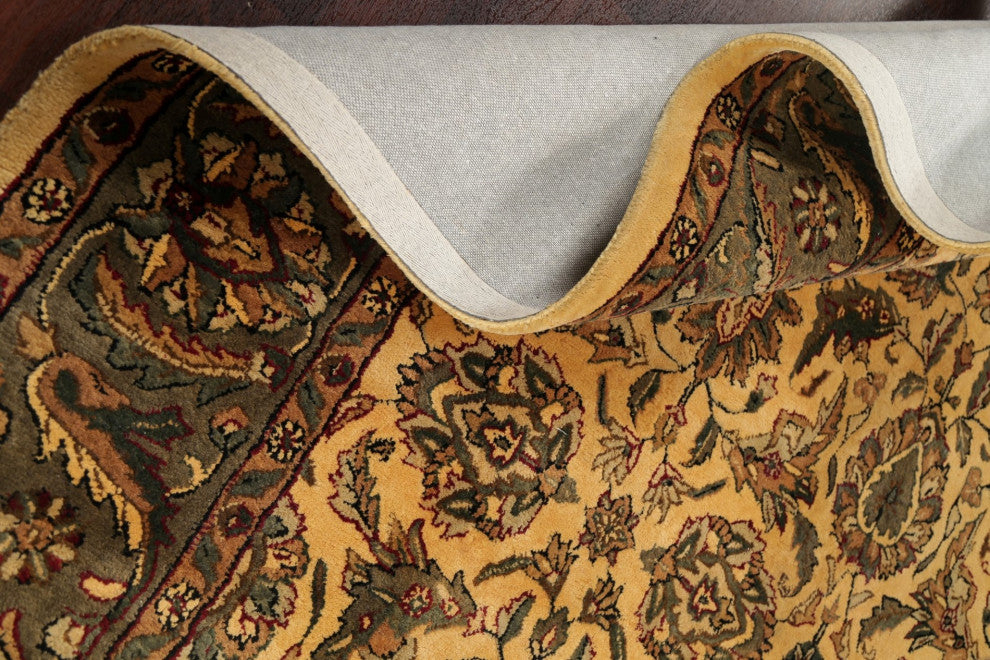 French Toile Indian All-Over Hand-Tufted Oriental Area Rug, Yellow, 8'