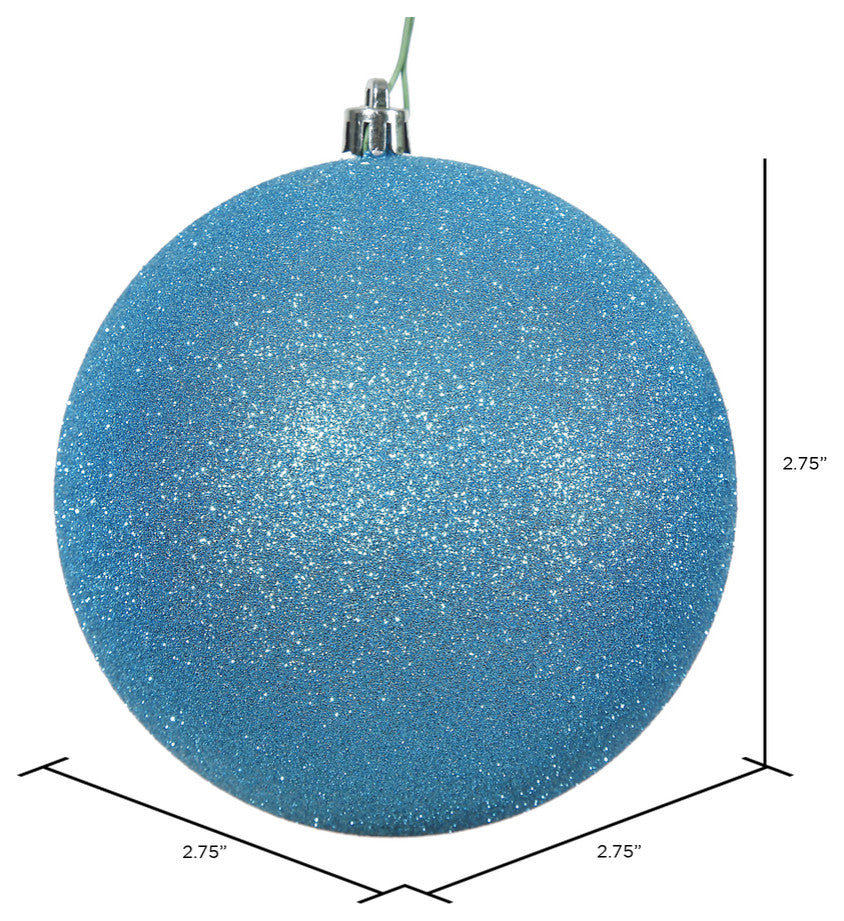 Vickerman N590712Dg 2.75" Turquoise Glitter Ball Ornament, 12 Per Bag