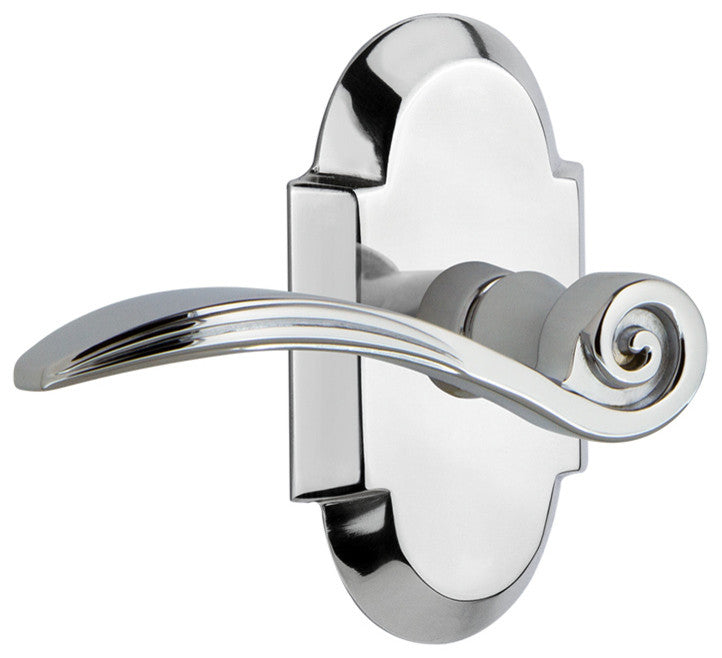 Cottage Plate With Swan Lever, Bright Chrome, Privacy, Right-Handed