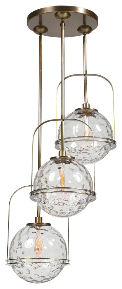 Uttermost Mimas 3-Light Cluster Pendant, Antique Brass, 21541
