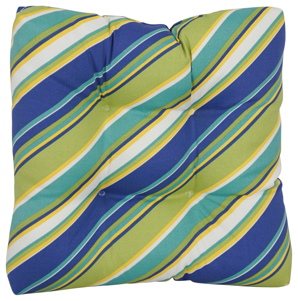 19" Squared Outdoor Tufted Dining Chair Cushions, Set of 2, Browning Sunblue