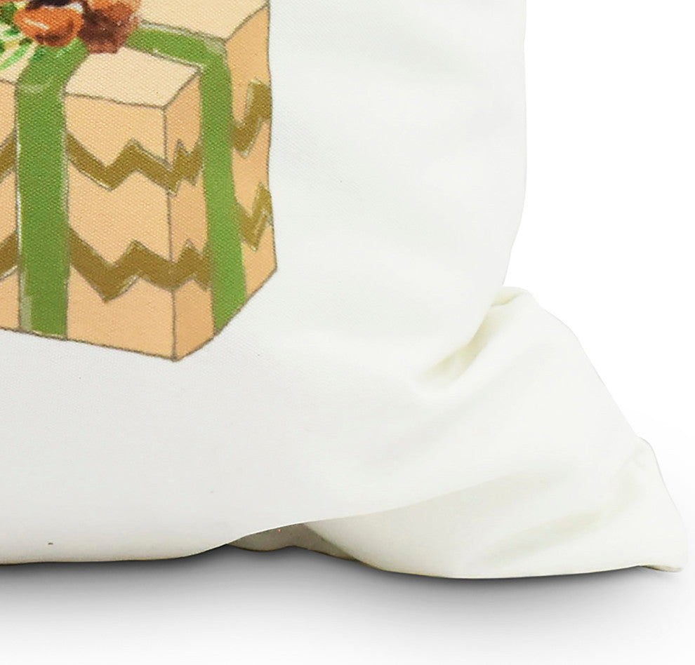Nature's Gift Off White Holiday Print Decorative Outdoor Throw Pillow, 18"