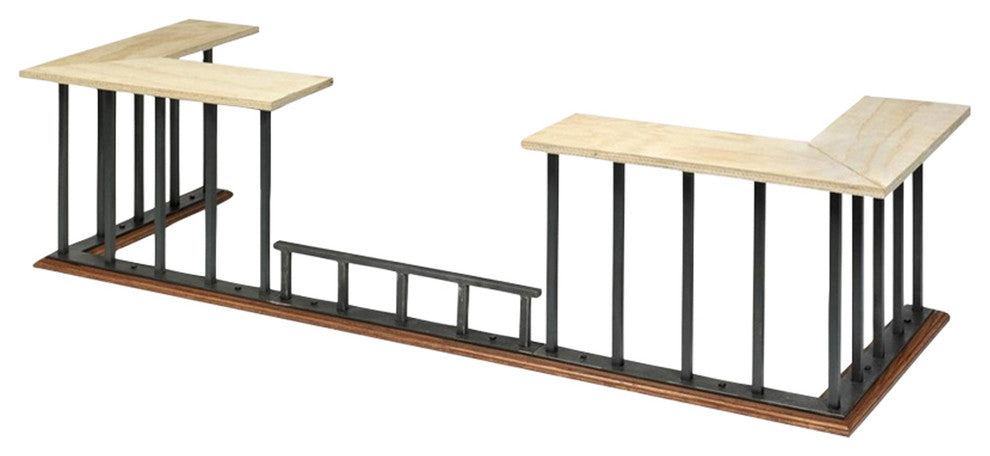 Square Dip English Fireplace Bench, Not Upholstered, 61x16x19, On-Hearth