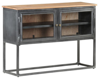 vidaXL Sideboard Storage Buffet Cabinet with Shelves Gray Solid Wood Acacia