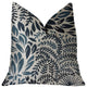 Leaf Snap Blue and Beige Luxury Throw Pillow, 26"x26"