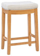 Linon Claridge Backless Counter Stool Striped Padded Seat Wood Frame in Brown