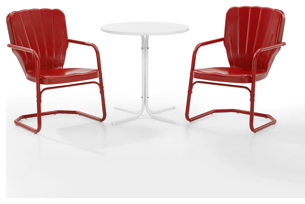 Ridgeland 3-Piece Outdoor Bistro Set, Bright Red Gloss