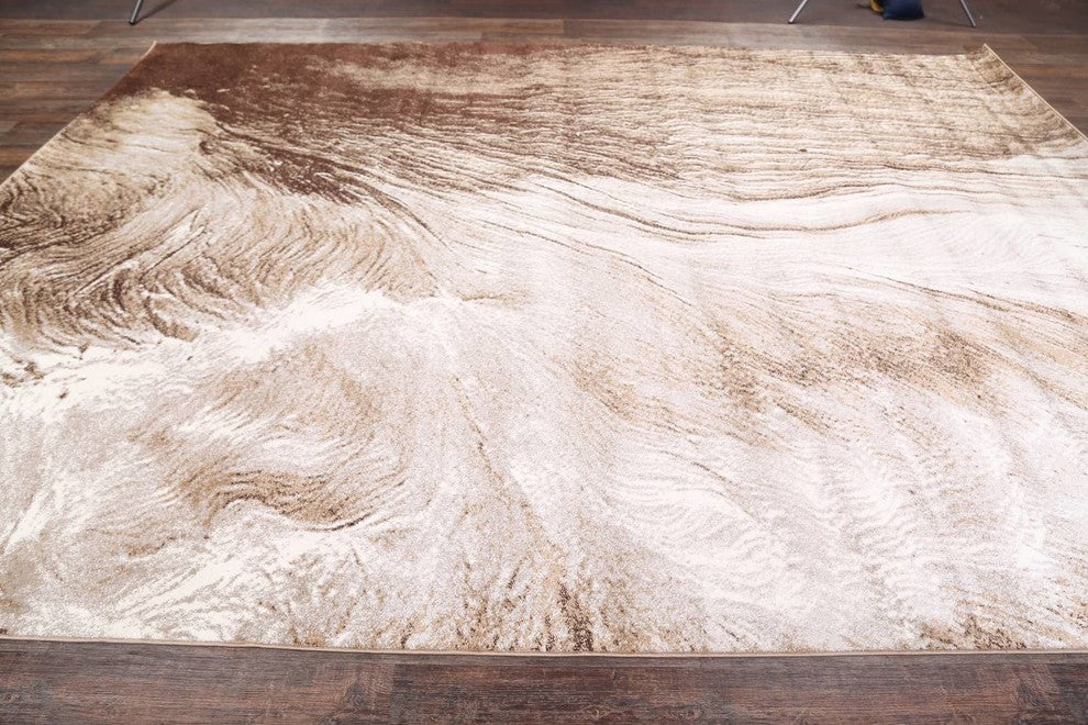 Transitional Faded Oriental Stripes Area Rug, Beige, 9x12''