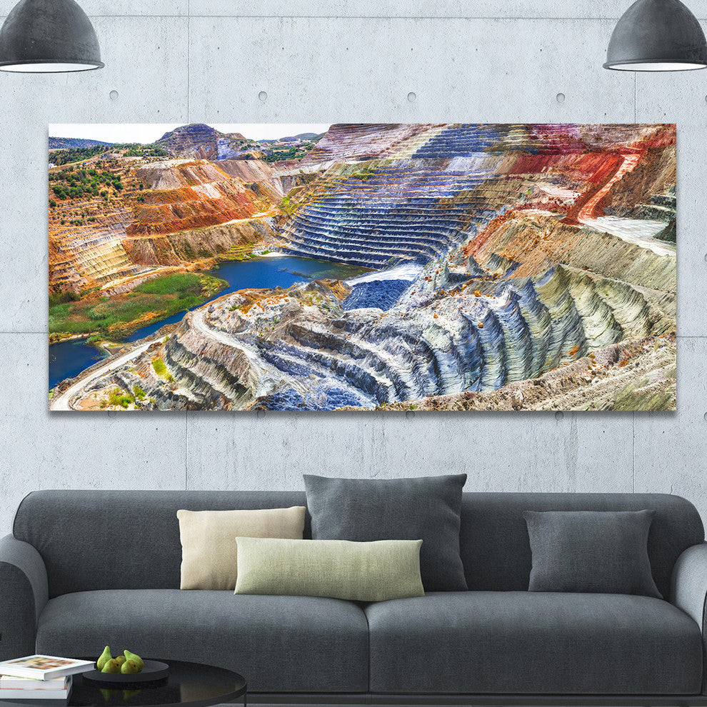 Impressive Mines and Canyon, Large landscape Canvas Art Print, 60"x28"