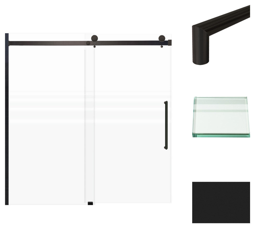 Transolid Madeline 60"x60" Frameless Shower Door with Fixed Panel in Matte Black