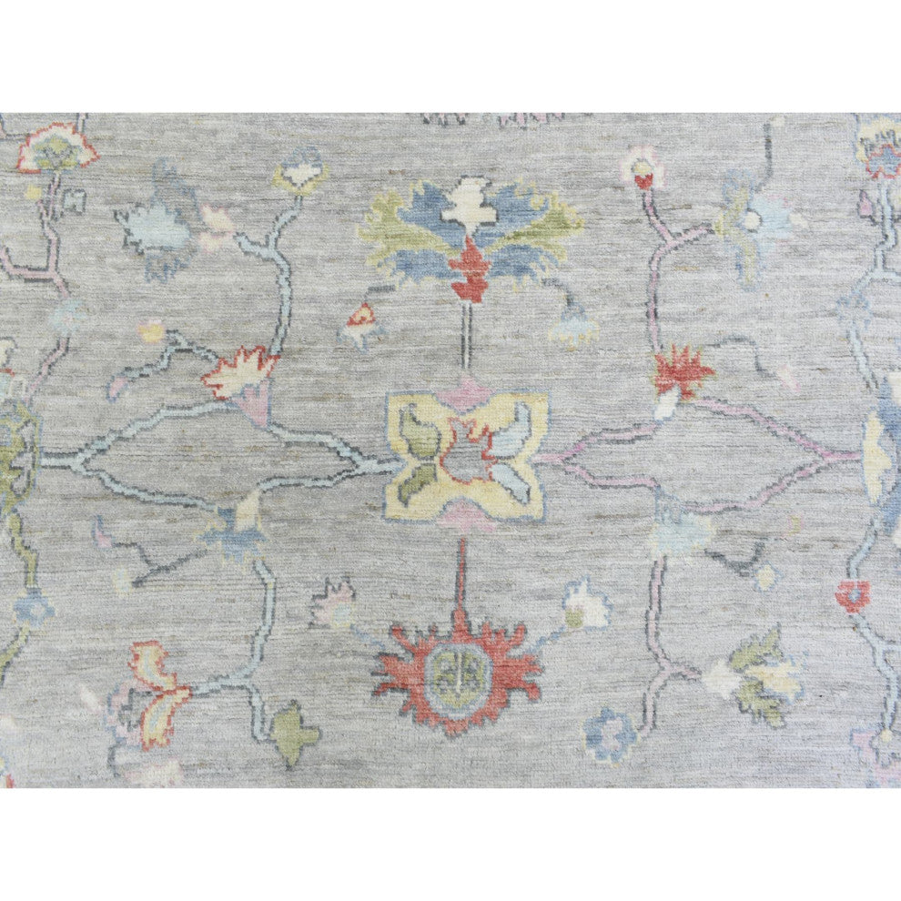 Light Gray, Hand Knotted Afghan Angora Oushak, Soft Wool Rug, 8'1"x10'1"