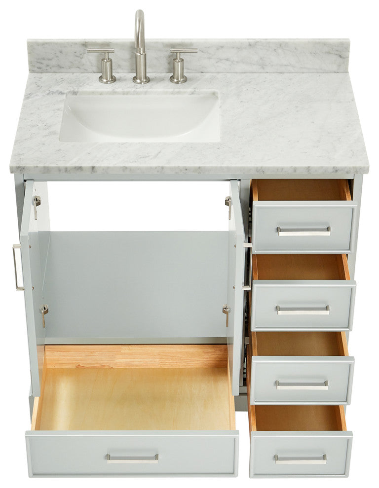 Ariel Stafford 37" Single Left Offset Rectangle Sink Bathroom Vanity