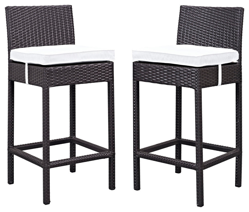 Espresso White Lift Bar Stool Outdoor Patio Set of 2