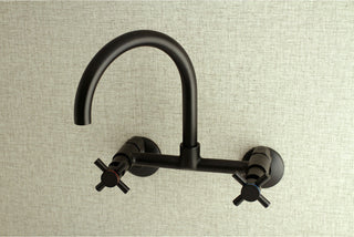 Kingston 8" Adjustable Center Wall Mount Kitchen Faucet, Matte Black