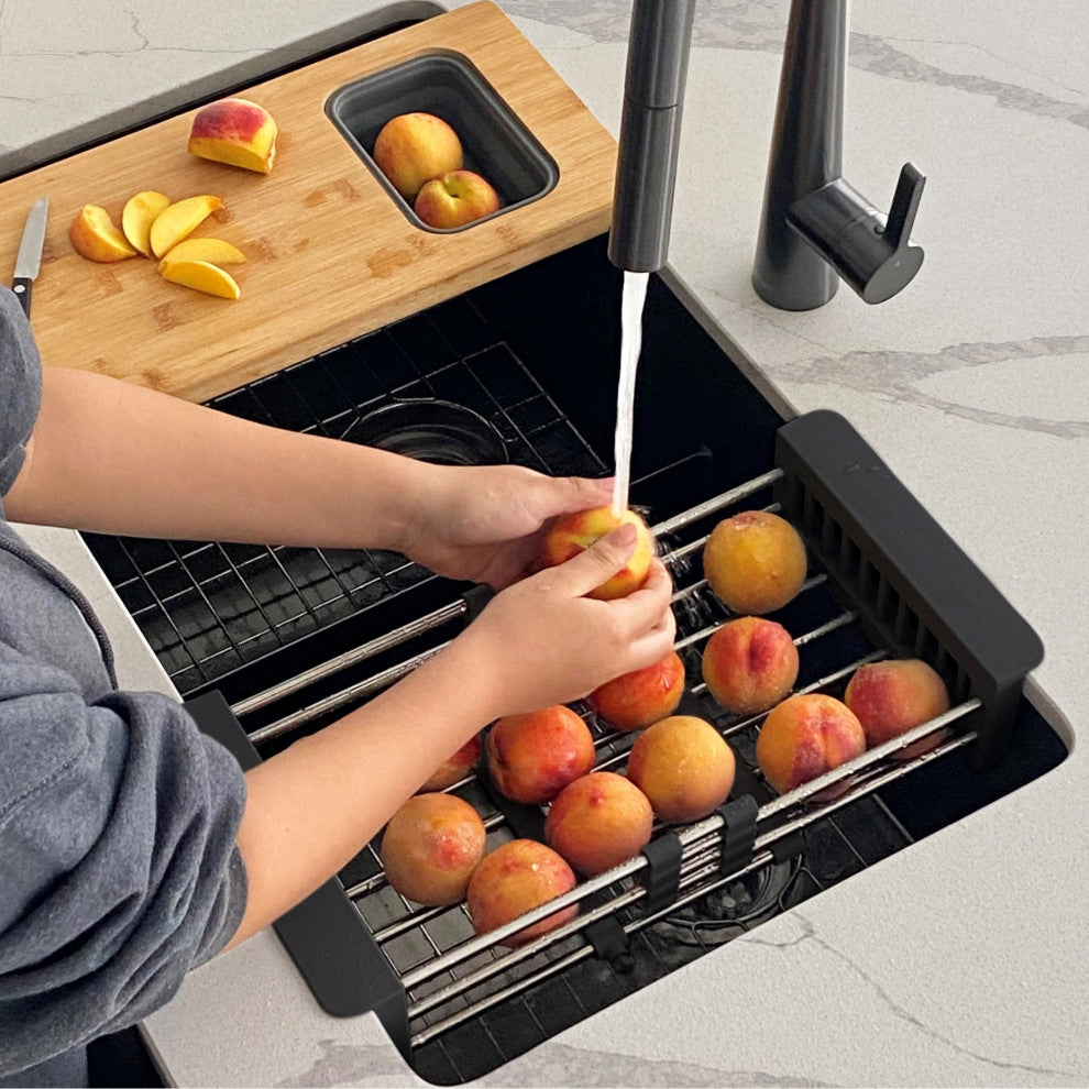 STYLISH Adjustable Over the Sink Stainless Steel Drainer Basket