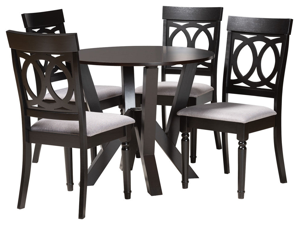 Nala 5-Piece Dining Set, Gray/Dark Brown