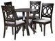 Nala 5-Piece Dining Set, Gray/Dark Brown