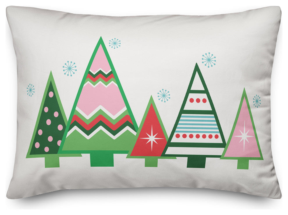 Colorful Christmas Trees 14"x20" Throw Pillow
