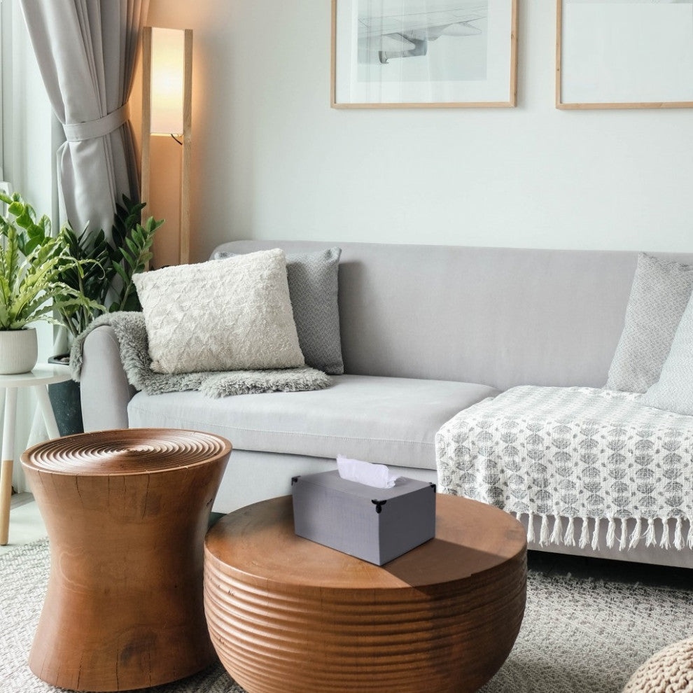 HomeRoots Rustic Gray Mango Wood Rectangular Tissue Holder