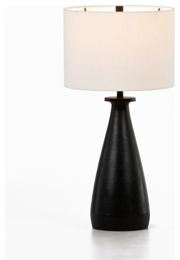 Innes Table Lamp Matte Black Cast Aluminum, White Silk