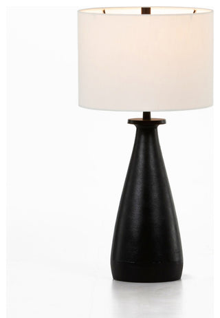 Innes Table Lamp Matte Black Cast Aluminum, White Silk