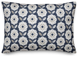 Navy Gray Mod Pattern 14x20 Indoor/Outdoor Pillow