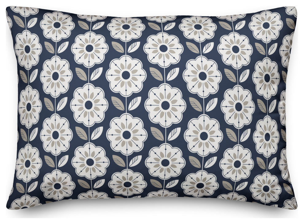 Navy Gray Mod Pattern 14x20 Indoor/Outdoor Pillow