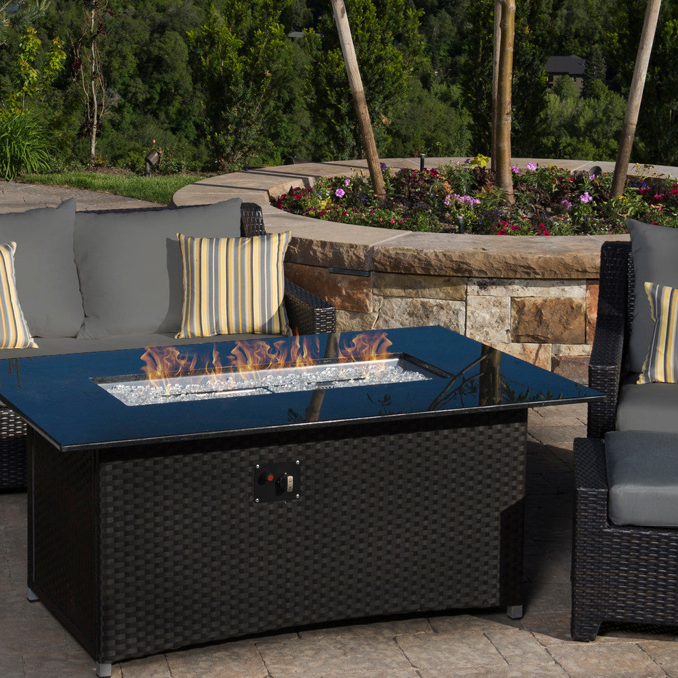 Deco 5 Piece Sunbrella Outdoor Patio Love and Club Fire Set, Charcoal Gray
