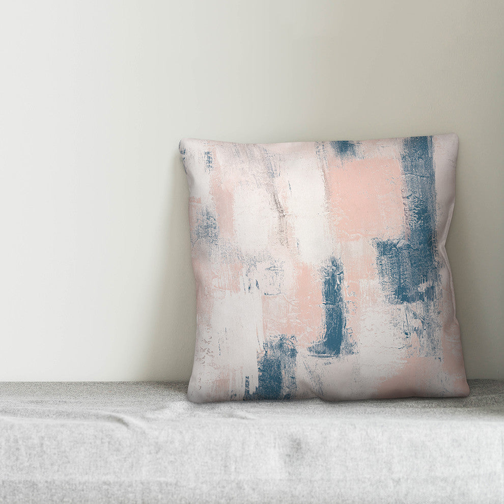 Blush and Navy Abstract Strokes 20x20 Throw Pillow
