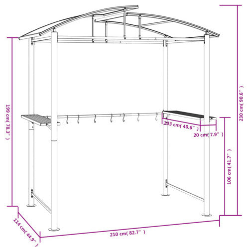 vidaXL BBQ Gazebo Anthracite Steel Large Seats Many BBQ Gazebo