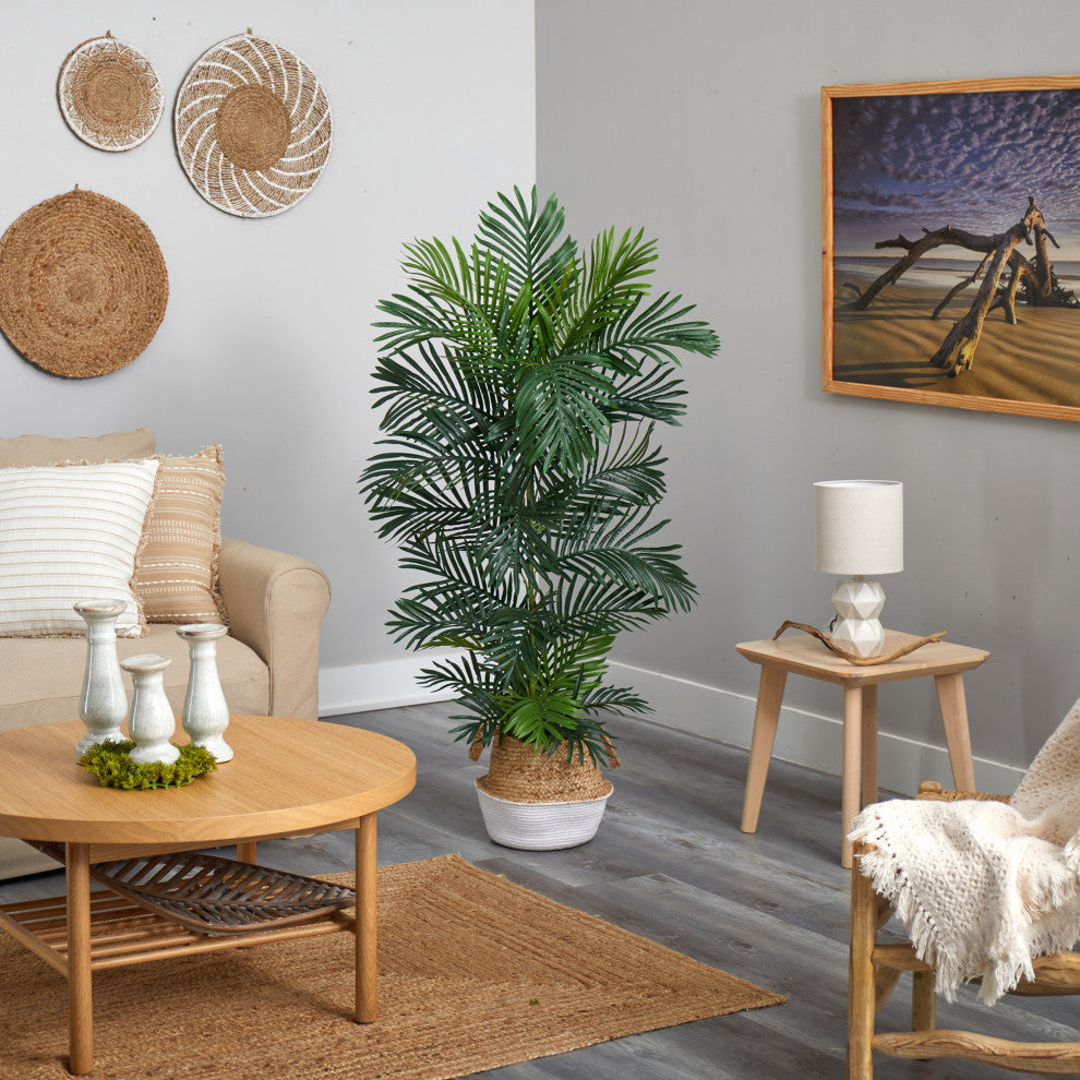 T2927 5 Areca Artificial Palm Tree in Boho Chic Handmade Planter UV Resistant