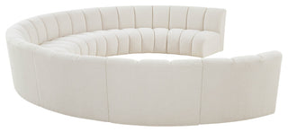 Infinity Black Boucle Fabric Upholstered Arc Shaped Modular Sectional, Cream, 9-Piece, Arc-Shaped