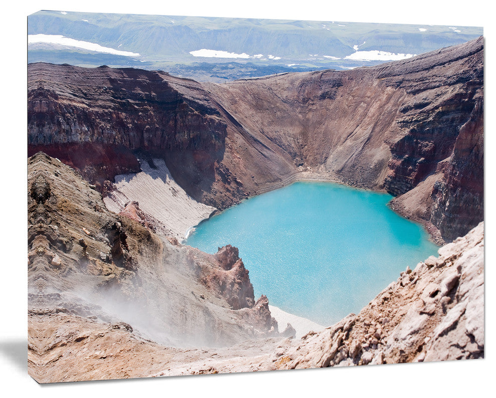 Crater of Volcano Goreliy, Landscape Canvas Wall Art, 20"x12"