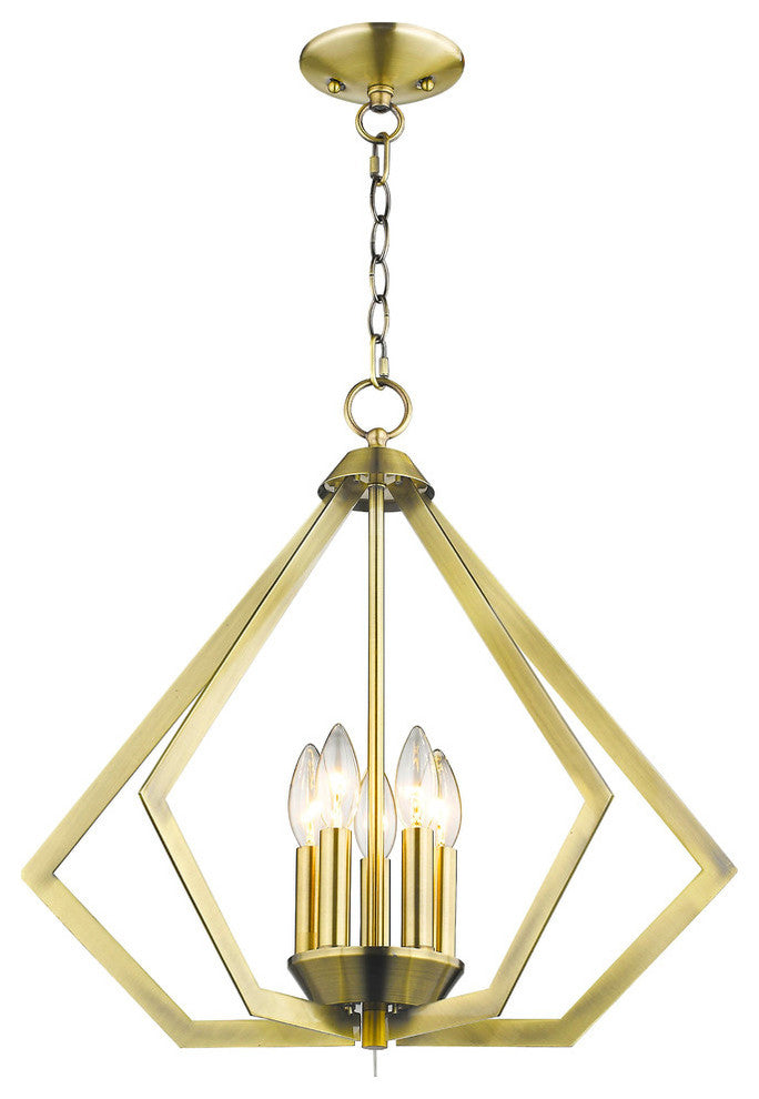 Prism 5-Light Chandelier, Antique Brass