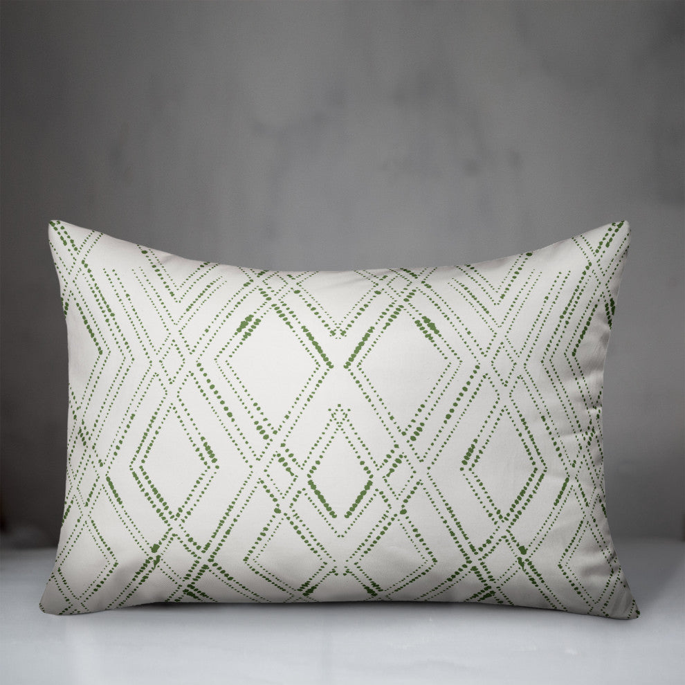 White and Green Diamond 20x14 Spun Poly Pillow