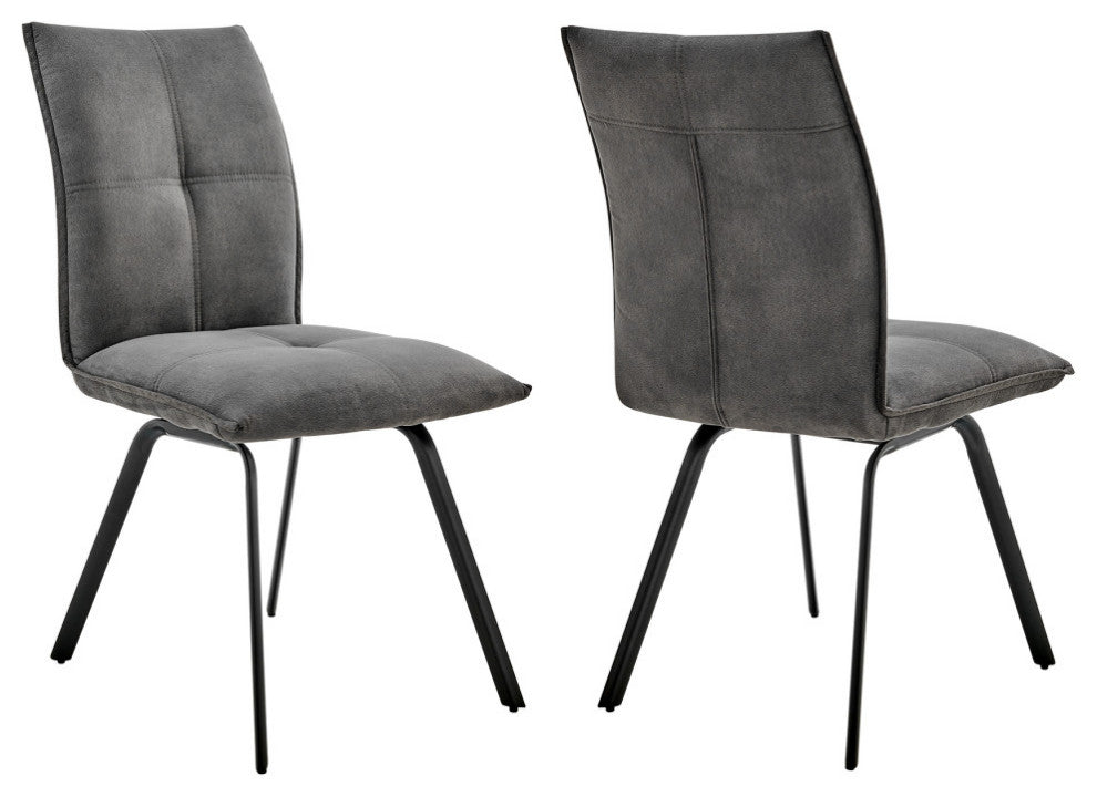 Rylee Dining Room Accent Chair With Black Finish Set of 2, Gray
