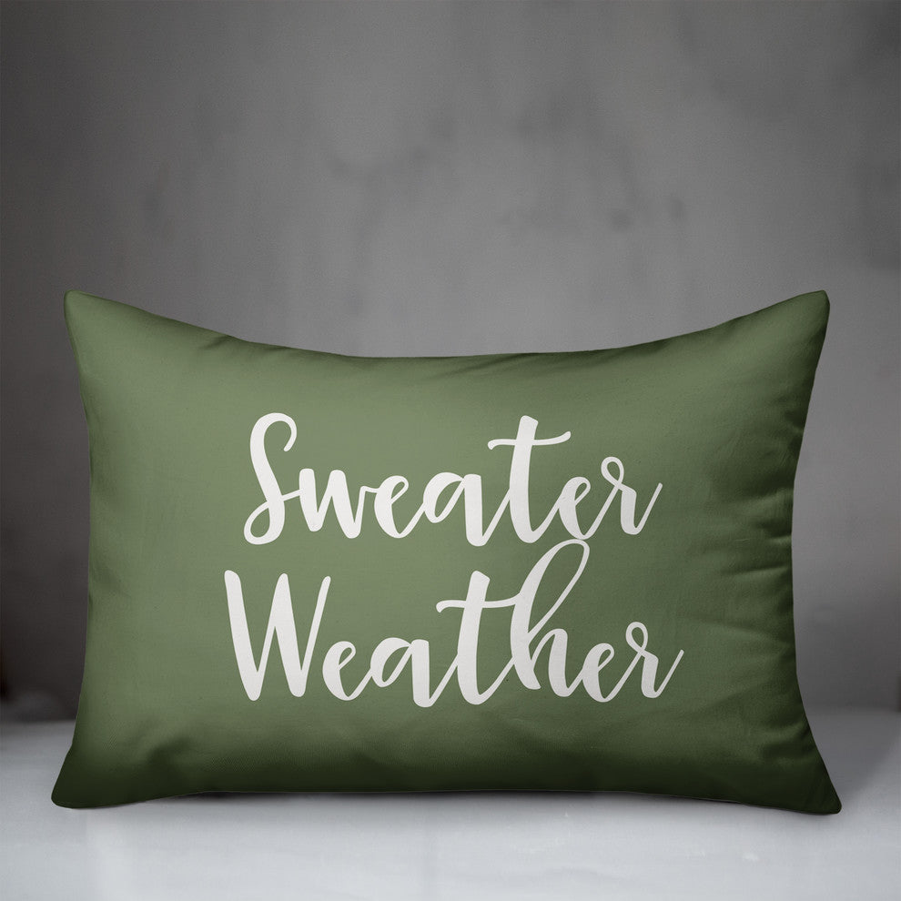 Sweater Weather Lumbar Pillow, Green, 14"x20"