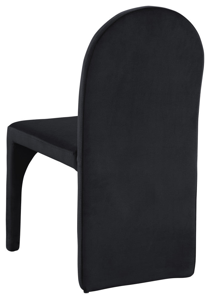 Summer Velvet Upholstered Dining Arm Chair (Set of 2), Black, Side Chair