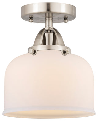 Large Bell Semi-Flush Mount, Brushed Satin Nickel, Matte White, Matte White