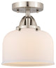Large Bell Semi-Flush Mount, Brushed Satin Nickel, Matte White, Matte White