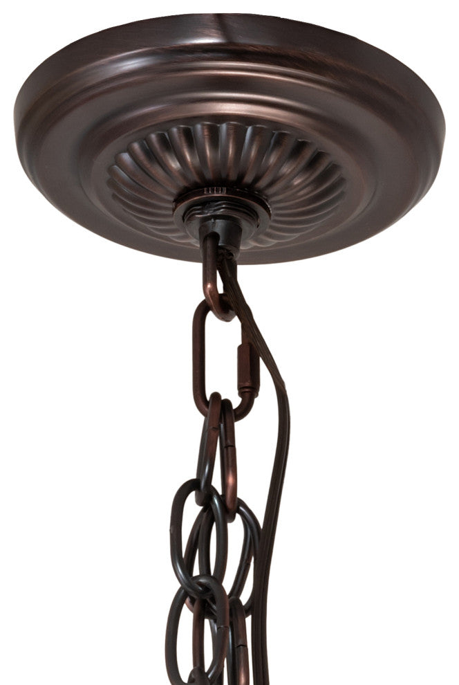 Meyda Lighting 230828 24" Wide Tiffany Fishscale Inverted Pendant