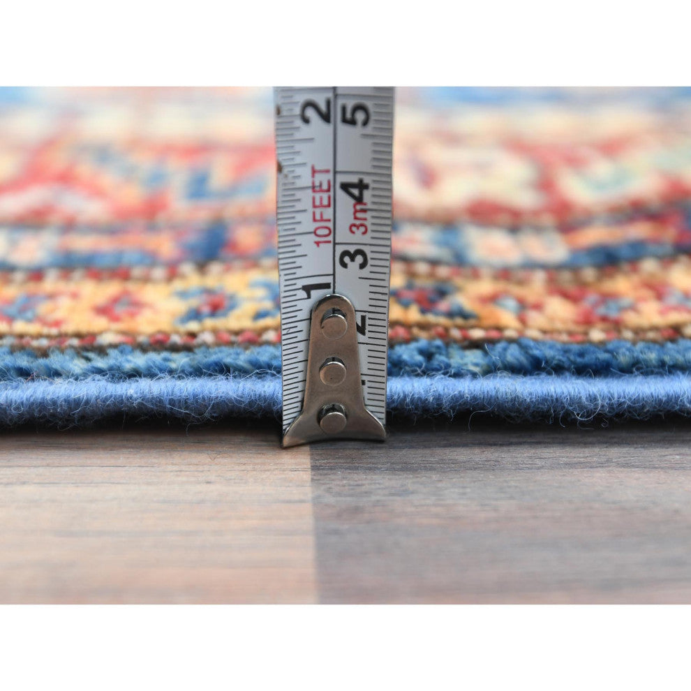 Denim Blue Afghan Super Kazak Natural Wool Hand Knotted XL Runner Rug 2'9"x40'6"
